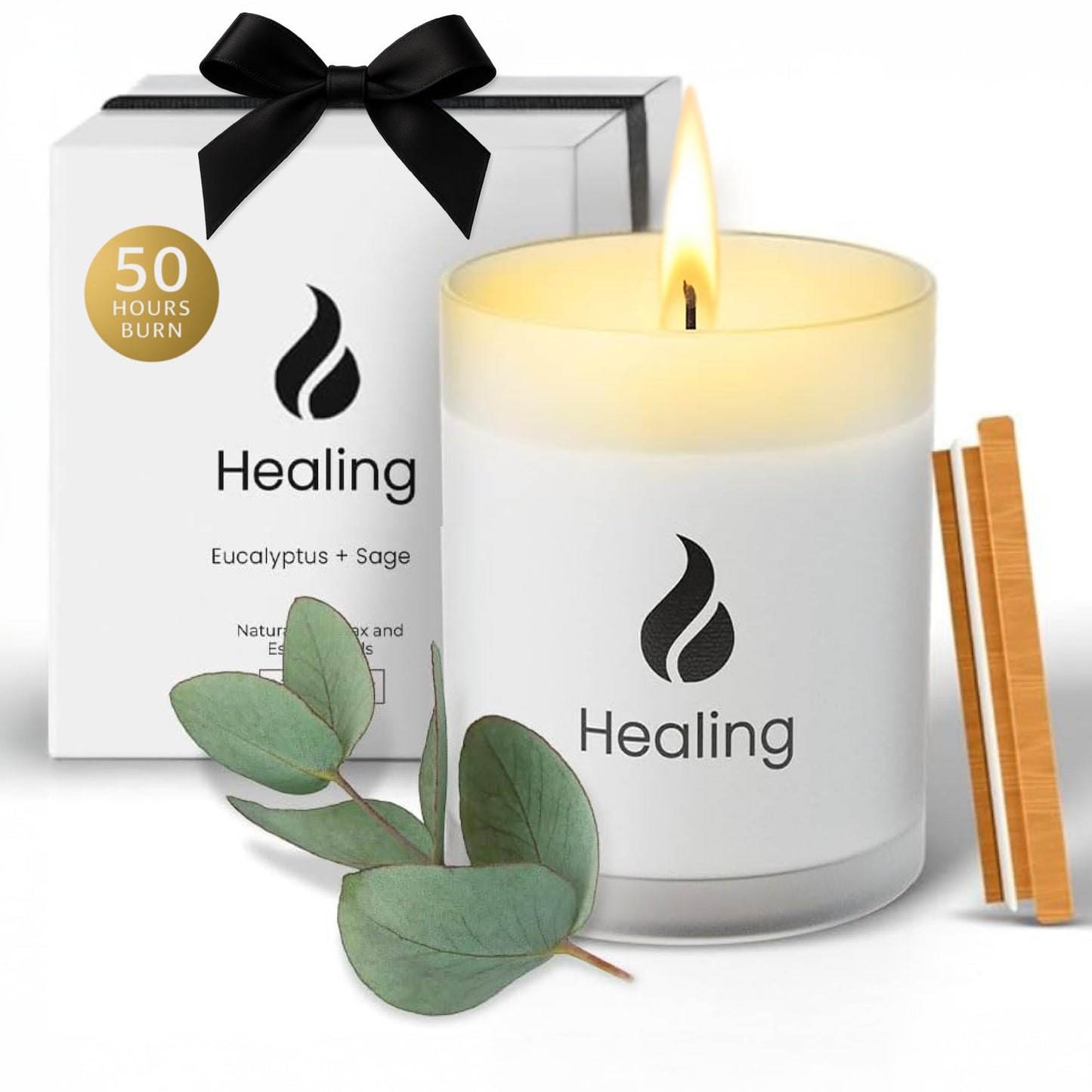 Natur IX Cleansing Scented Candles for Home | Sage & Palo Santo | Natural Non Toxic Soy Candles with Essential Oils | 50 H Long Burning | (Healing | Eucalyptus & Sage)