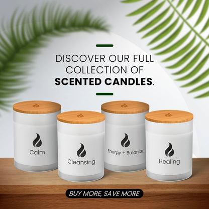 Natur IX Cleansing Scented Candles for Home | Sage & Palo Santo | Natural Non Toxic Soy Candles with Essential Oils | 50 H Long Burning | (Healing | Eucalyptus & Sage)