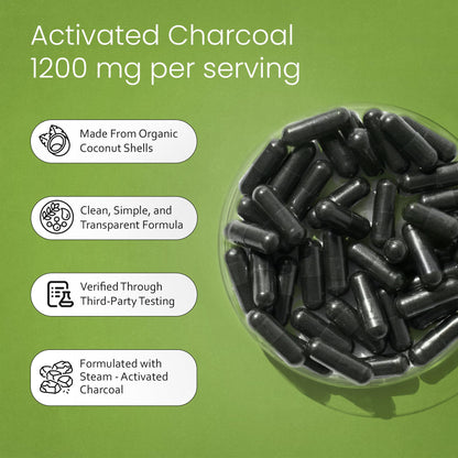 NaturaLife Labs Activated Charcoal 1200 mg – 100 Veg Capsules | Non-GMO, Gluten-Free, Vegan