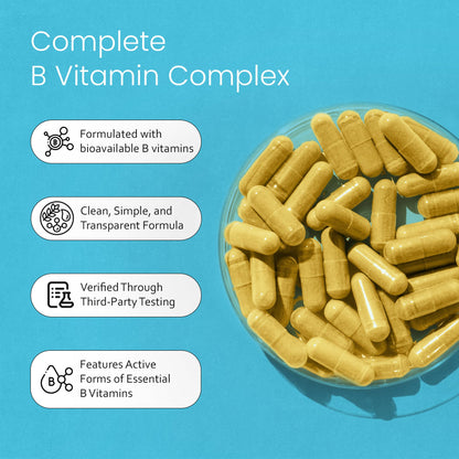 NaturaLife Labs Vitamin B-Complex with Vitamin C & Folic Acid | 100 Capsules