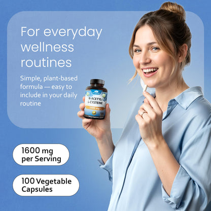 NaturaLife NAC 1600 mg – 100 Capsules | Non-GMO & Gluten-Free