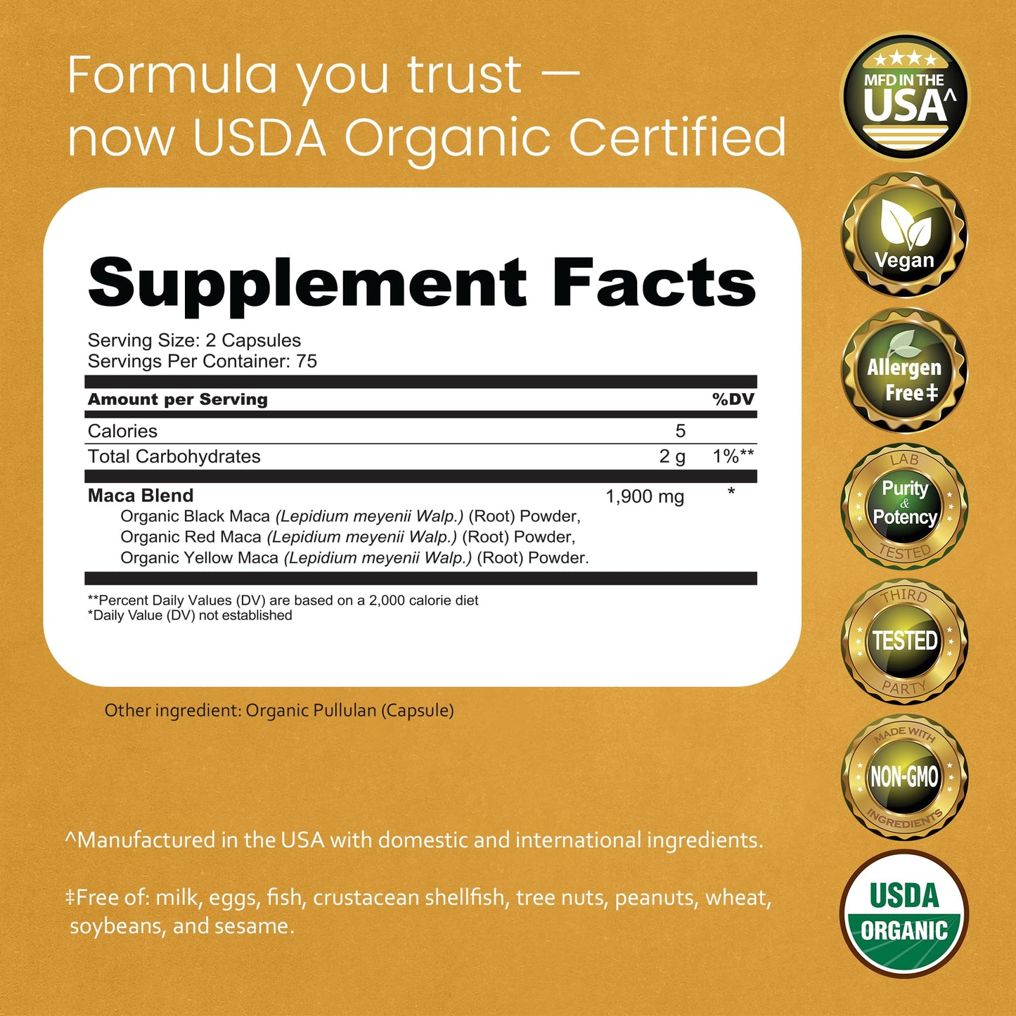 NaturaLife Labs Organic Maca Root – Black, Red & Yellow | 1900 mg per Serving | 150 Capsules | Vegan