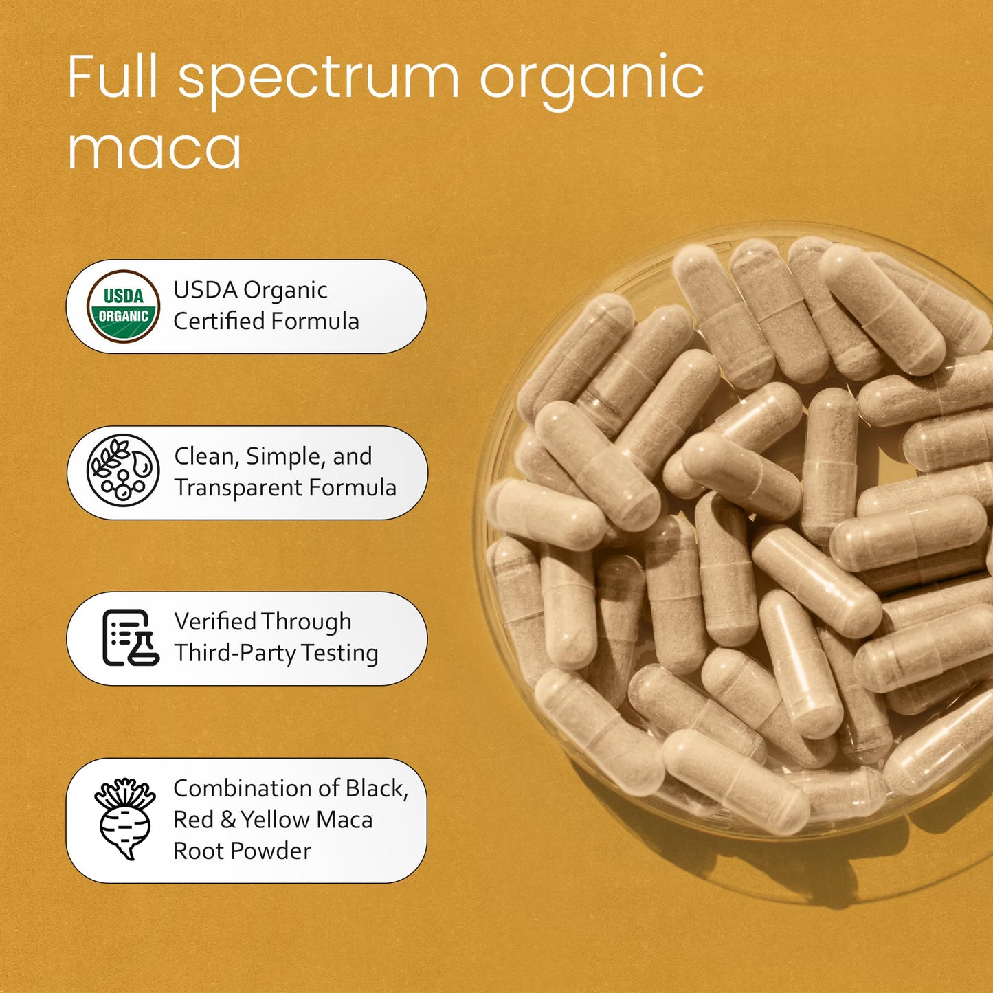 NaturaLife Labs Organic Maca Root – Black, Red & Yellow | 1900 mg per Serving | 150 Capsules | Vegan
