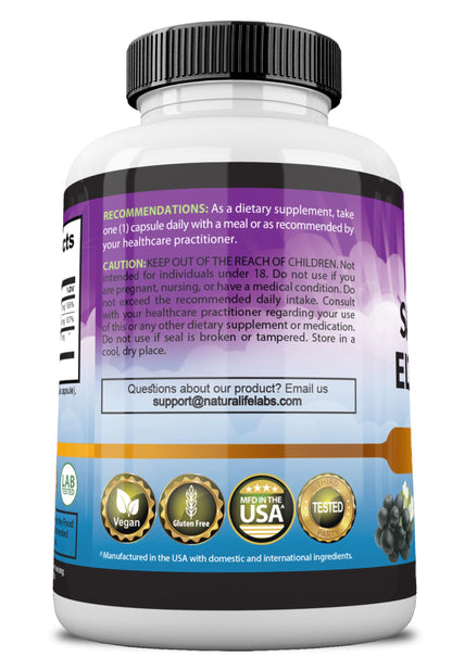 NaturaLife Sambucus Elderberry 5,000 mg (65:1) + Vitamin C & Zinc – 90 Veg Capsules