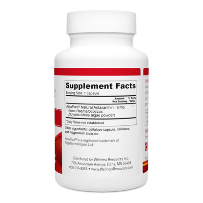 Wellness Resources Astaxanthin 6 mg – Whole Algae Haematococcus Pluvialis | 90 Capsules