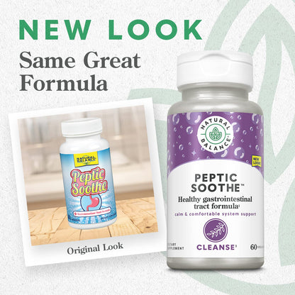 Natural Balance Peptic Soothe | GI Support Formula with Zinc Carnosine, L-Glutamine & Mastic Gum | 60 VegCaps