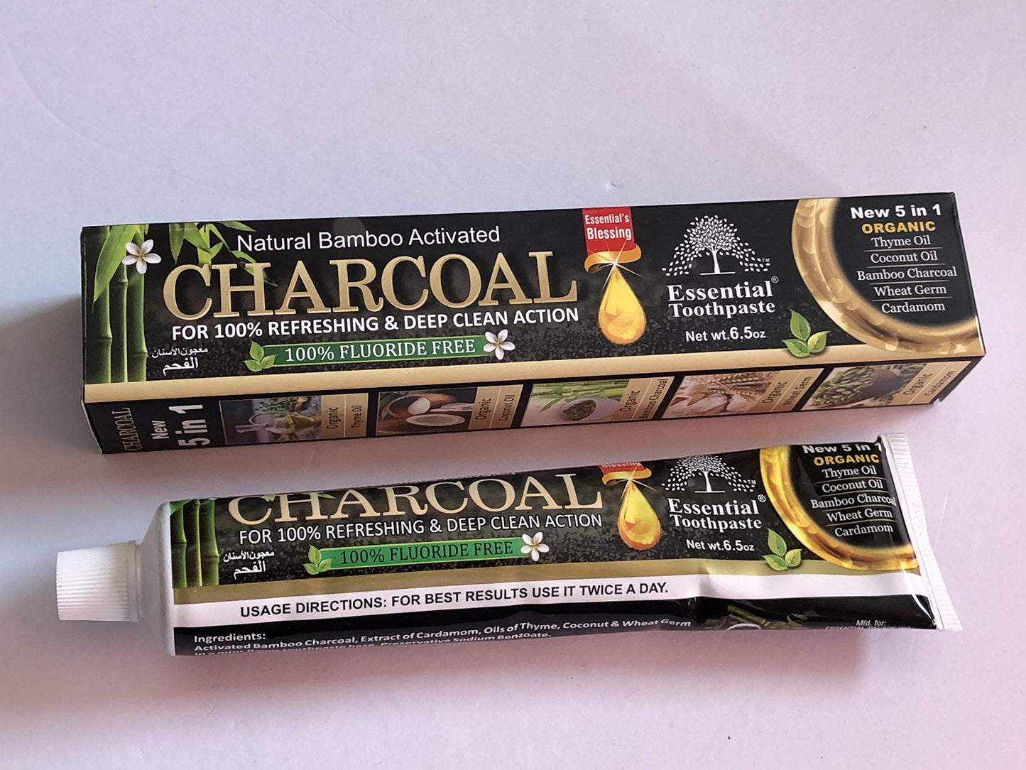 Natural Bamboo Activated Charcoal Toothpaste – Fluoride Free (1 Tube)