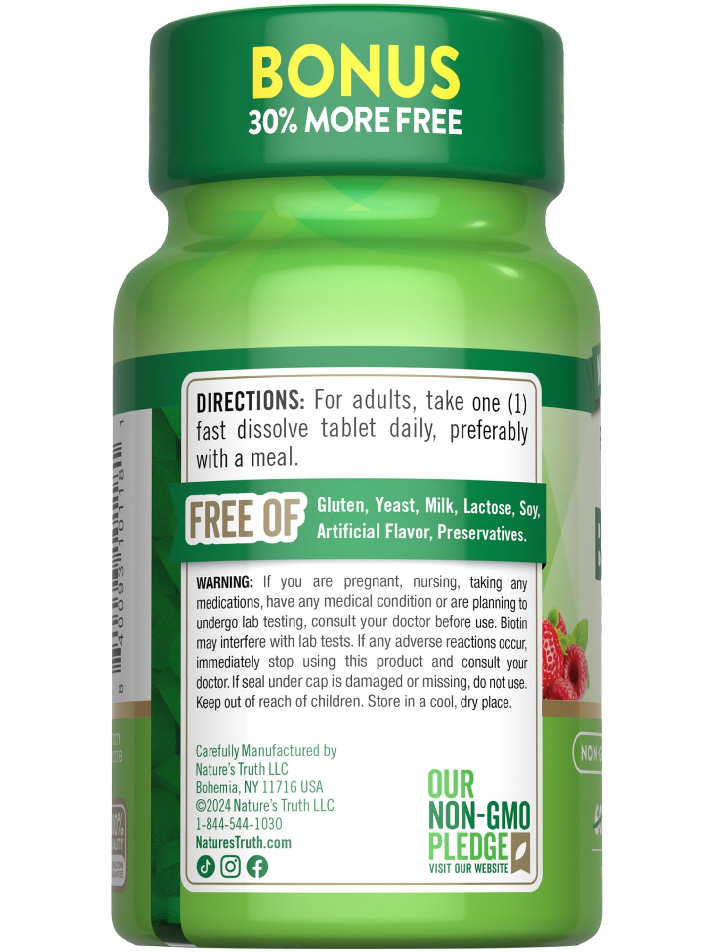 Nature's Truth Biotin 5000mcg - 78 Fast-Dissolve Tablets, Berry Flavor, Vegan & Gluten Free
