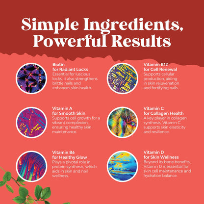 Natural Biotin Gummies for Hair Growth - Biotin Vitamins Hair Skin and Nails Gummies for Women and Men - Growth Vitamins Women with Pantothenic Acid