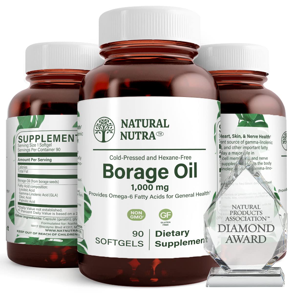 Natural Borage Oil with GLA – Skin, Nerve & Joint Support (90 Softgels)