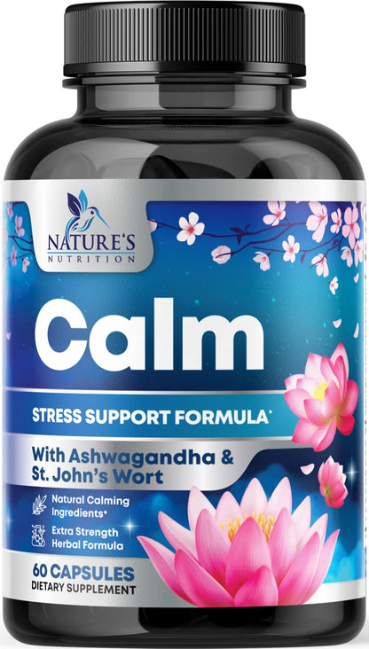 Natural Calm: Ashwagandha, GABA & Magnesium – Unwind, Focus & Immune Support (120 Capsules) | Vegan, Non-GMO, Gluten Free, Made in USA