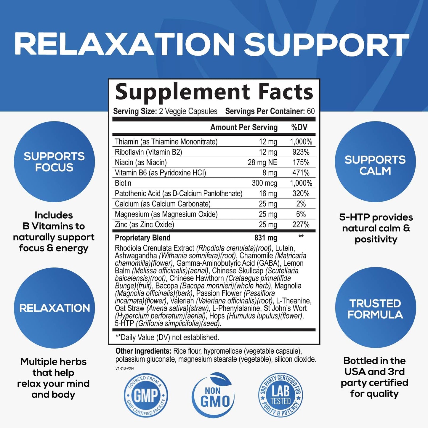 Natural Calm: Ashwagandha, GABA & Magnesium – Unwind, Focus & Immune Support (120 Capsules) | Vegan, Non-GMO, Gluten Free, Made in USA
