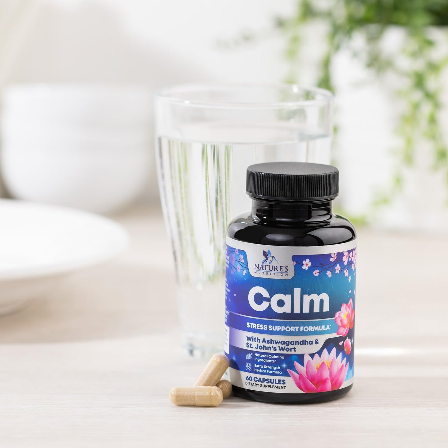 Natural Calm: Ashwagandha, GABA & Magnesium – Unwind, Focus & Immune Support (120 Capsules) | Vegan, Non-GMO, Gluten Free, Made in USA
