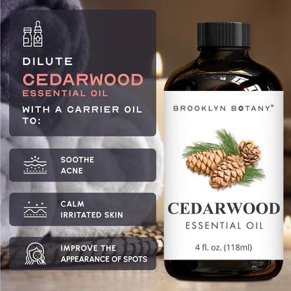 Brooklyn Botany Cedarwood Essential Oil - 4 fl oz - Pure & Natural - Premium Grade