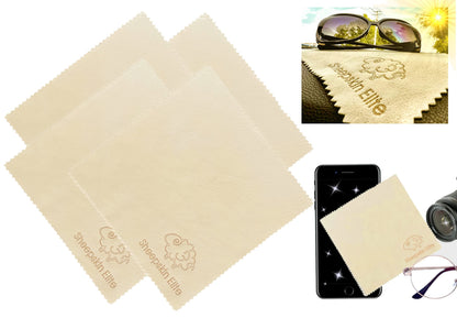 Natural Chamois Leather Cleaning Cloths – 4 Pack, Small | Eyeglasses, Camera Lens, Screens