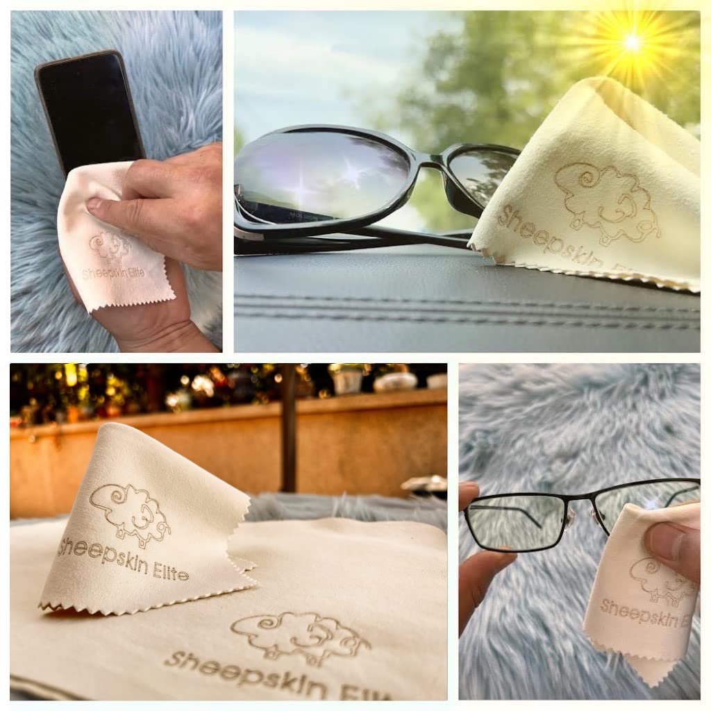 Natural Chamois Leather Cleaning Cloths – 4 Pack, Small | Eyeglasses, Camera Lens, Screens