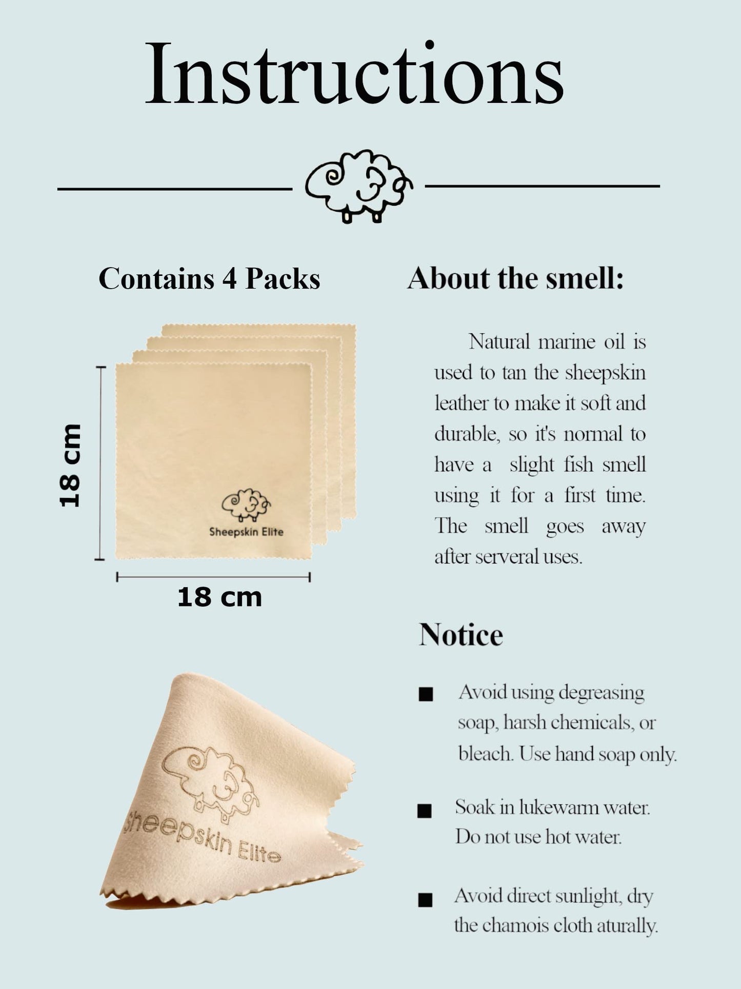 Natural Chamois Leather Cleaning Cloths – 4 Pack, Small | Eyeglasses, Camera Lens, Screens
