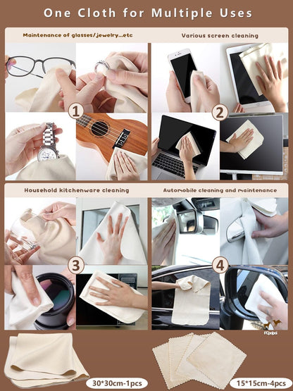 Natural Chamois Eyeglass Cleaning Cloth – Premium Leather, Scratch-Free, 12x12