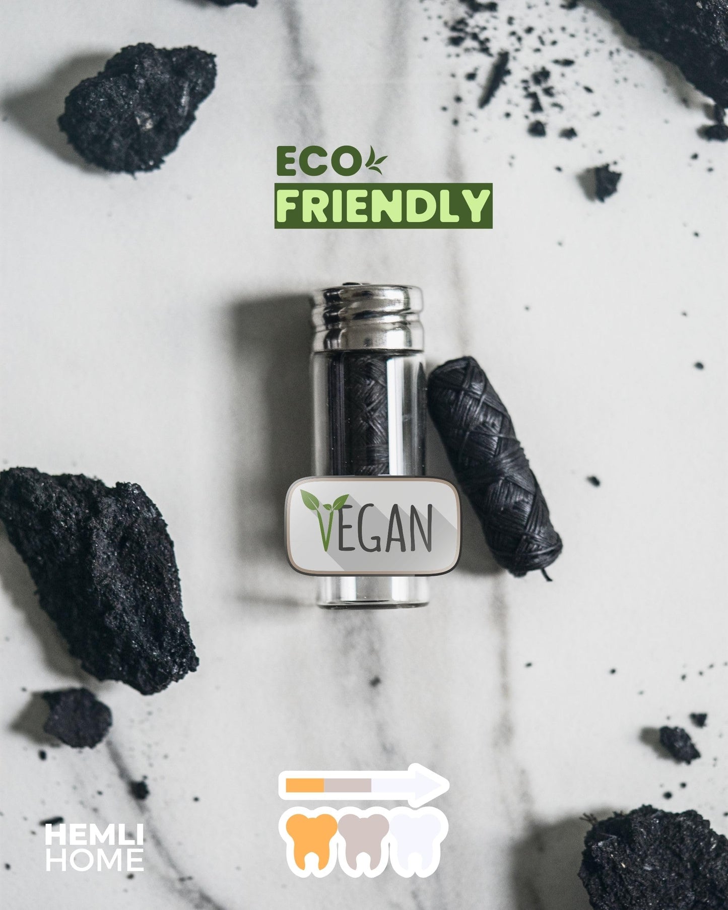 Natural Charcoal Bamboo Dental Floss, 3-Pack - Organic, Eco, Pfas Free - Reusable Natural Floss