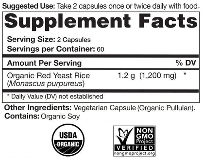 Natural Choice Botanicals Certified Organic Red Yeast Rice – 120 Capsules (2-Month Supply)