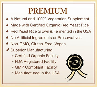 Natural Choice Botanicals Certified Organic Red Yeast Rice – 120 Capsules (2-Month Supply)