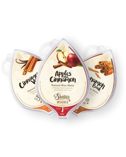 Natural Cinnamon Spice Soy Wax Melts Variety Pack - 3x3oz Bars | Apples & Cinnamon, Cinnamon Bark, Cinnamon Vanilla | Phthalate Free, Vegan