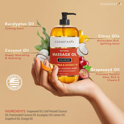 Natural Citrus & Coconut Massage Oil – Smooth Glide, Non-Greasy Hydration