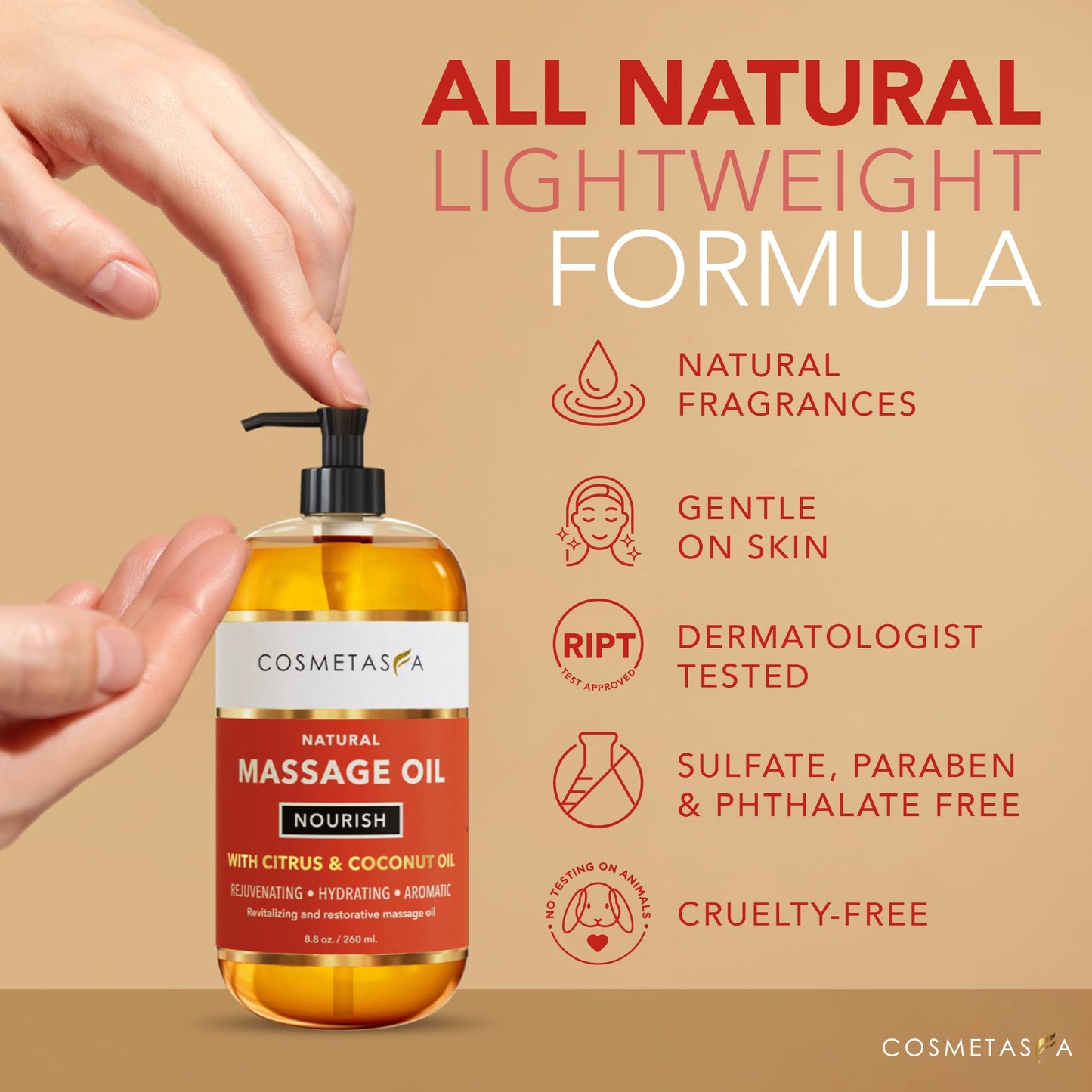 Natural Citrus & Coconut Massage Oil – Smooth Glide, Non-Greasy Hydration