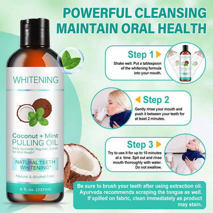 Coconut Pulling Oil (8 Oz) – Mint Mouthwash, Tongue Scraper, Alcohol Free