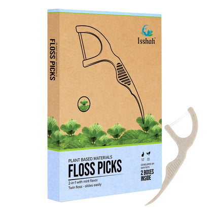 Natural Dental Floss Picks 100 Count – Vegan, Eco Friendly, Mint Twin Floss