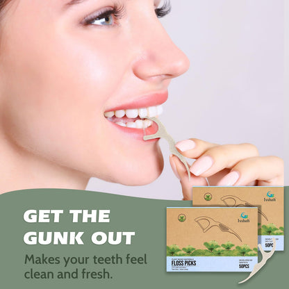 Natural Dental Floss Picks 100 Count – Vegan, Eco Friendly, Mint Twin Floss