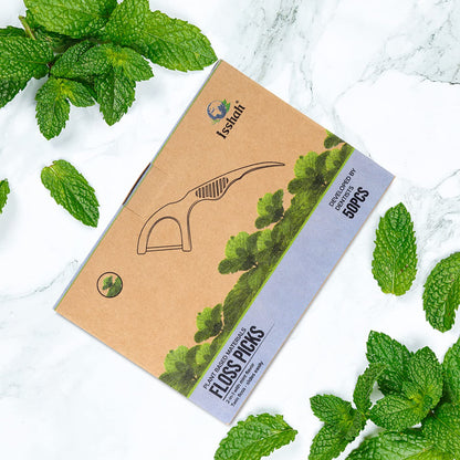 Natural Dental Floss Picks 100 Count – Vegan, Eco Friendly, Mint Twin Floss