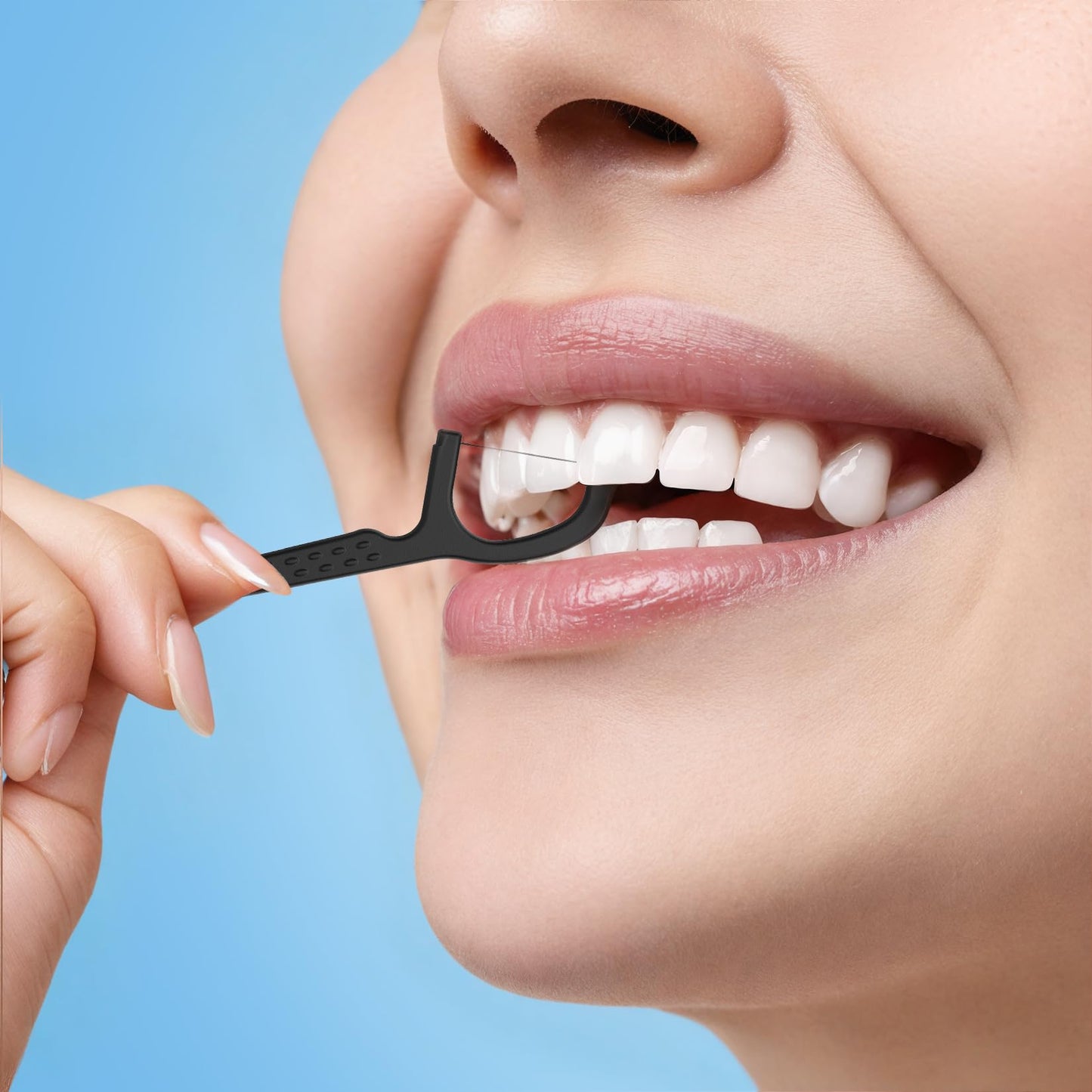 Natural Dental Floss Picks - High-Toughness Bamboo Charcoal (200 Count) - Vegan, Eco-Friendly