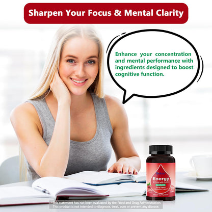 Natural Energy Gummies with Vitamin B12, Goji & CoQ10 – Raspberry, 120 Count (GMO Free, Gluten Free)