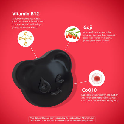 Natural Energy Gummies with Vitamin B12, Goji & CoQ10 – Raspberry, 120 Count (GMO Free, Gluten Free)