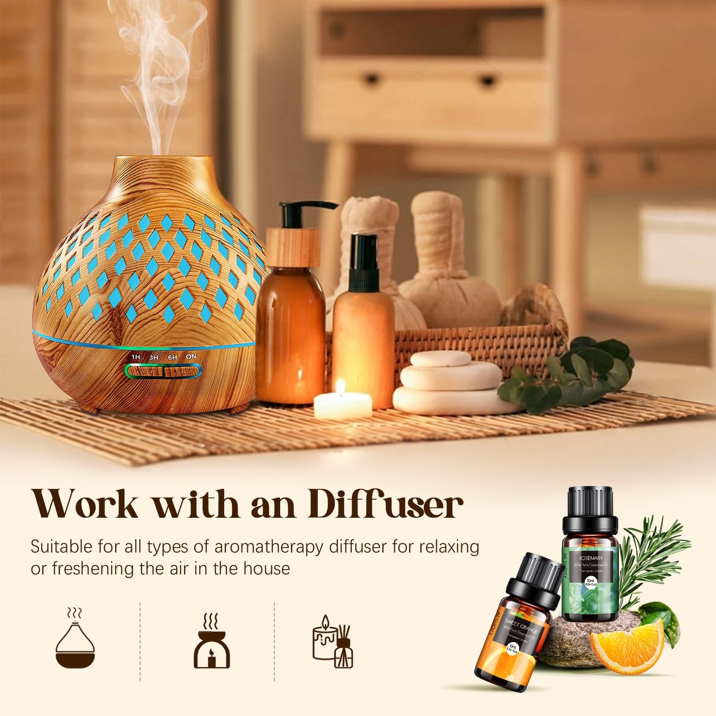 Natural Essential Oils Gift Set - 20 x 10ml for Diffuser, Massage & DIY Fragrance