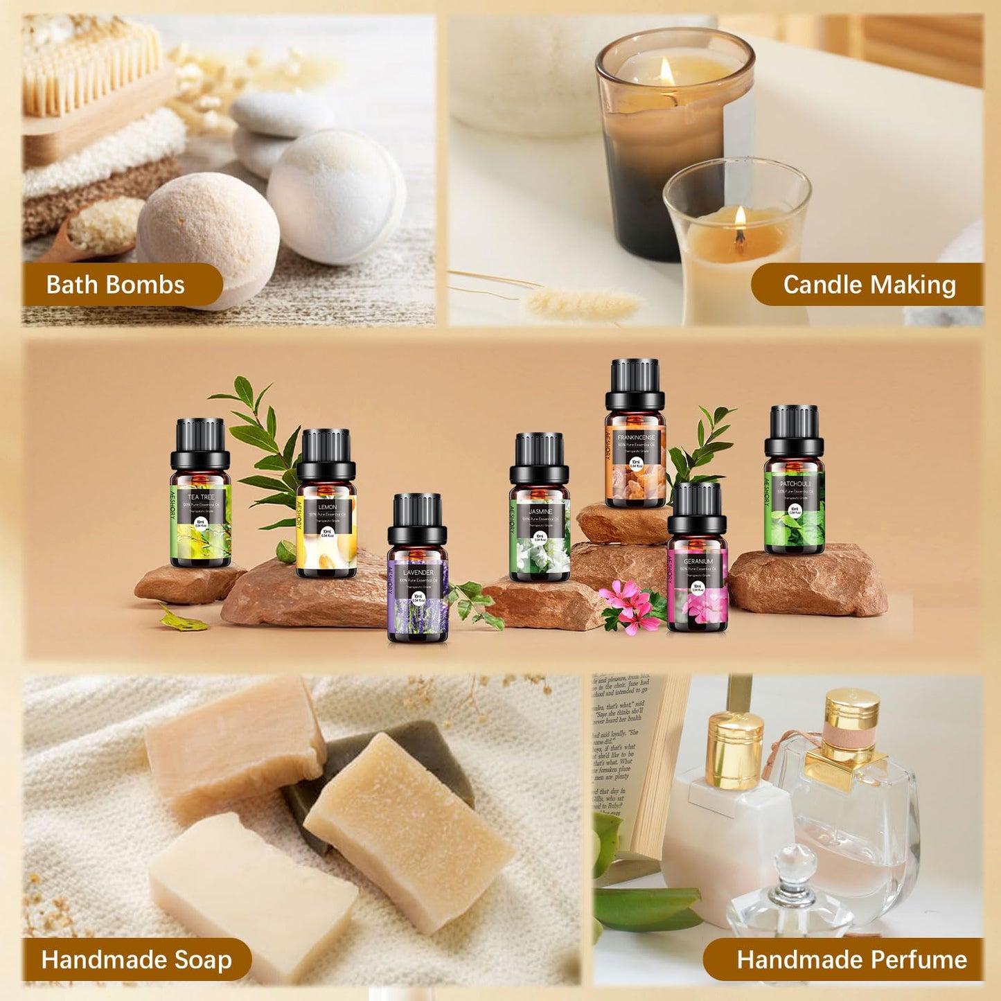 Natural Essential Oils Gift Set - 20 x 10ml for Diffuser, Massage & DIY Fragrance