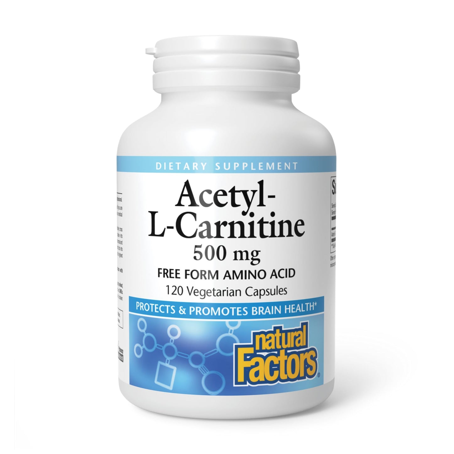 Natural Factors Acetyl-L-Carnitine 500 mg | Memory & Brain Function | 120 Capsules (60 Servings)