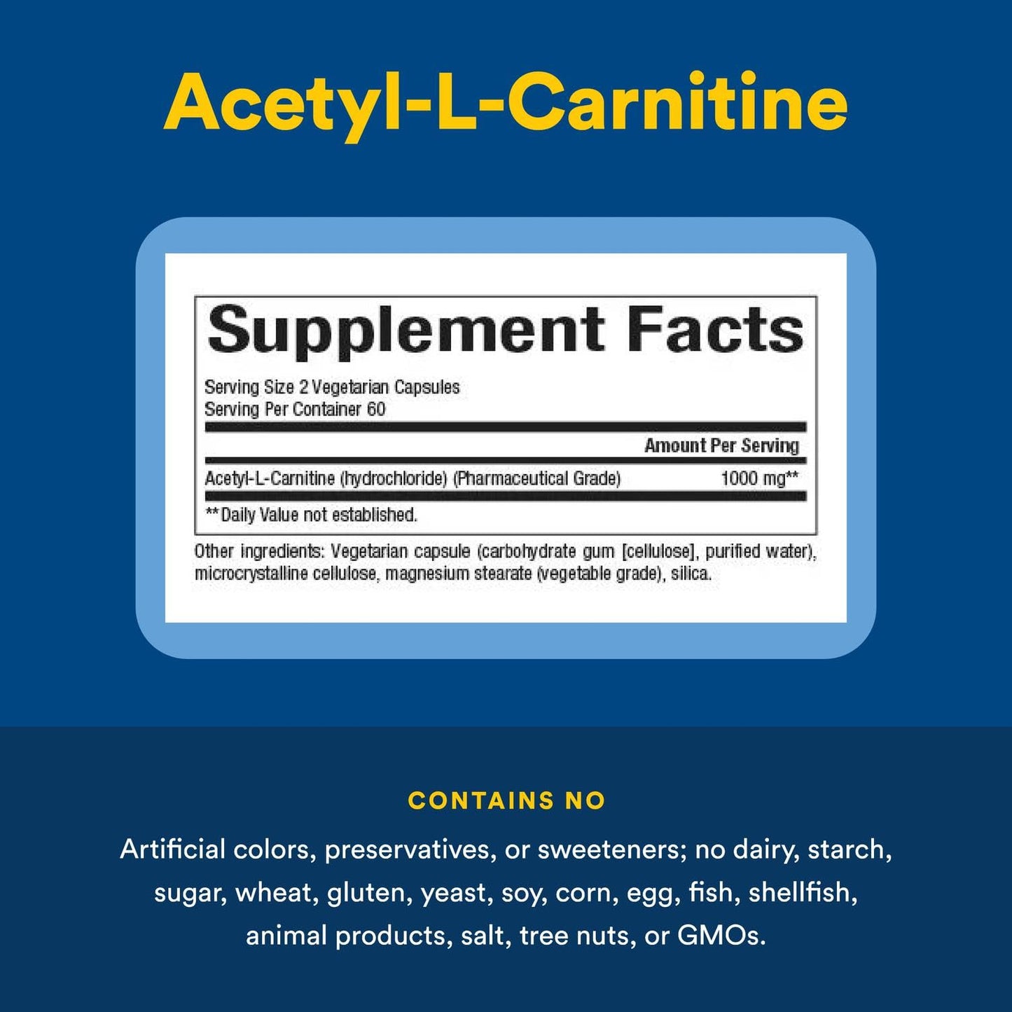 Natural Factors Acetyl-L-Carnitine 500 mg | Memory & Brain Function | 120 Capsules (60 Servings)