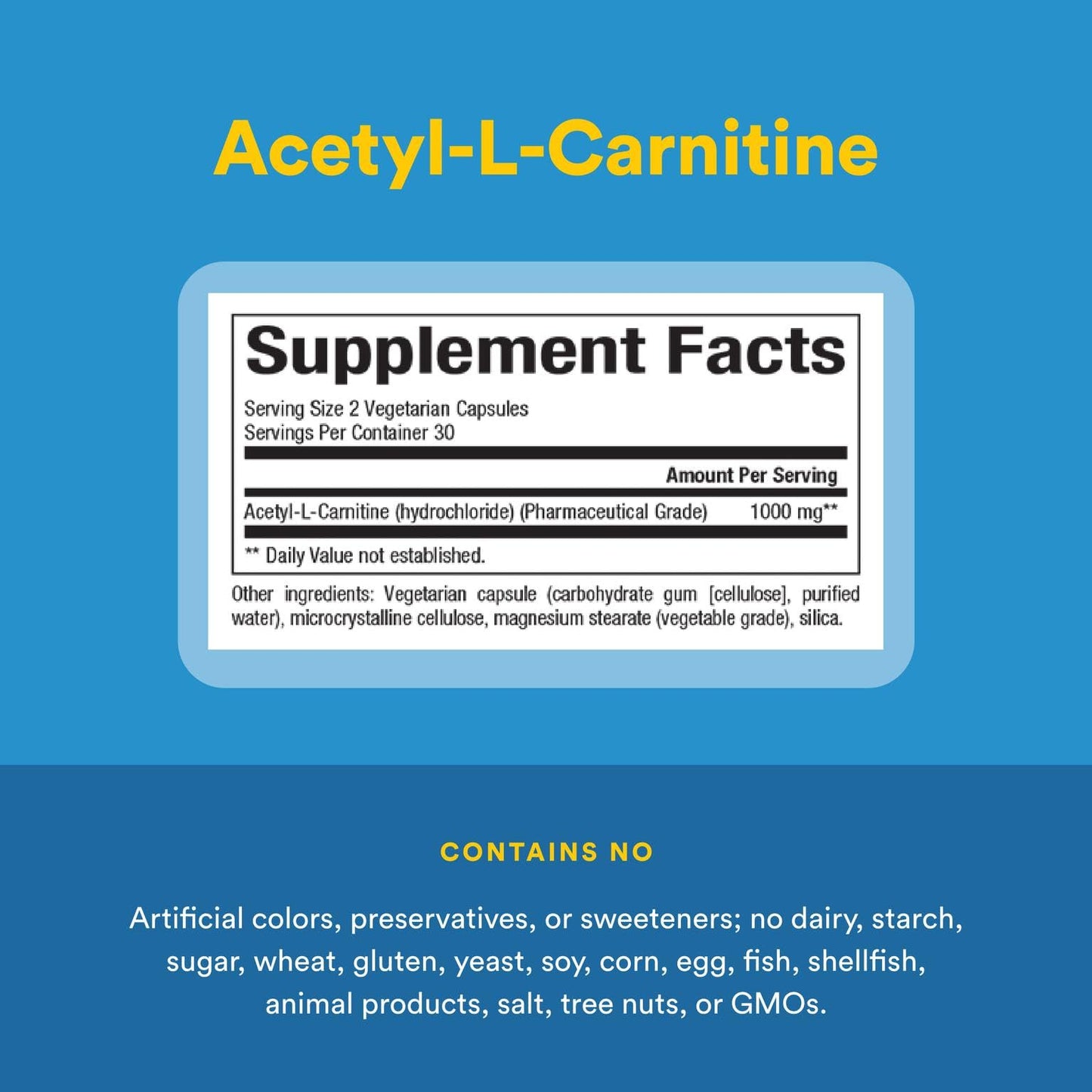 Natural Factors Acetyl L-Carnitine 500 mg - 60 Vegetarian Capsules