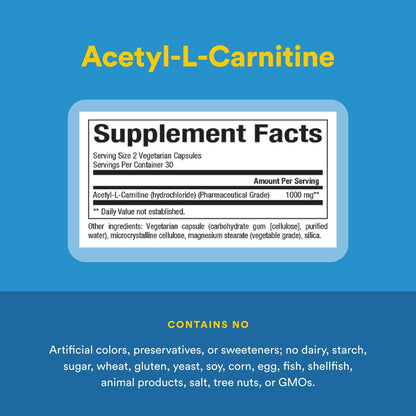 Natural Factors Acetyl L-Carnitine 500 mg - 60 Vegetarian Capsules