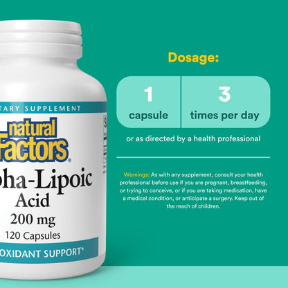 Natural Factors Alpha-Lipoic Acid 200 mg - Antioxidant Support | 120 Capsules