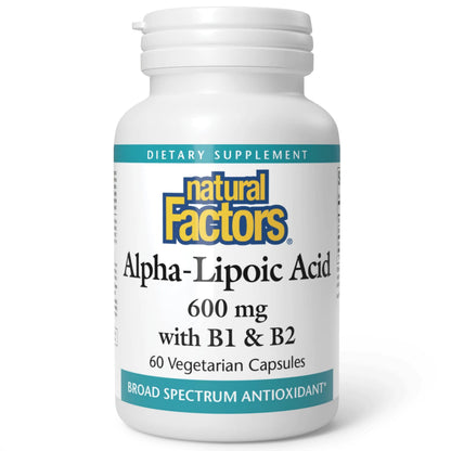 Natural Factors Alpha-Lipoic Acid + B 600 mg – 60 Capsules | Antioxidant Support