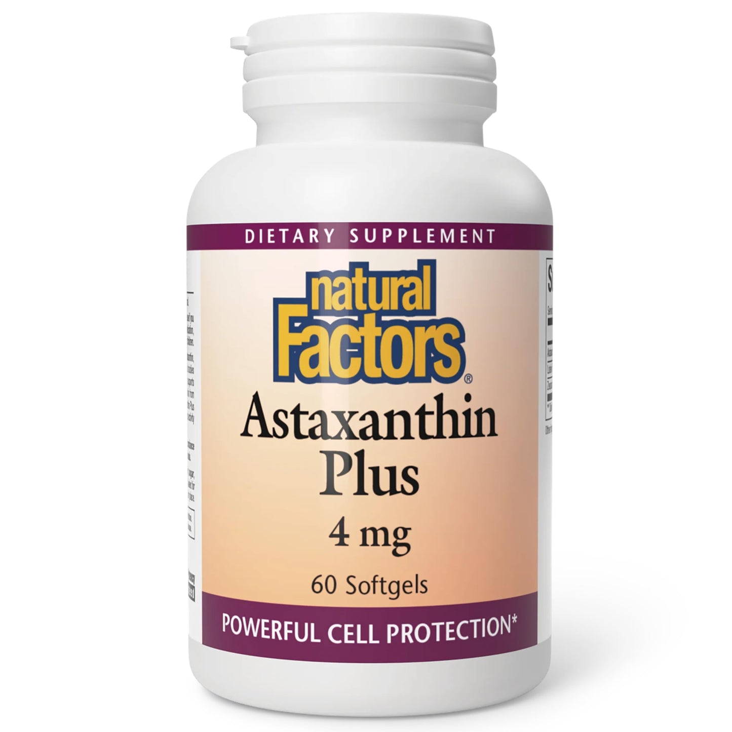NATURAL FACTORS Astaxanthin Plus 4Mg, 60 CT | Eye Health & Immunity