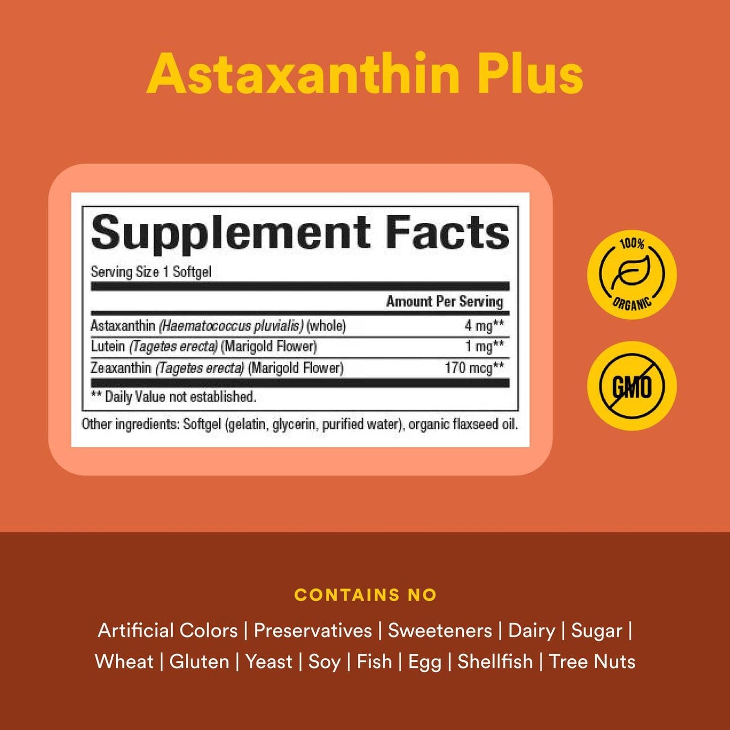 NATURAL FACTORS Astaxanthin Plus 4Mg, 60 CT | Eye Health & Immunity