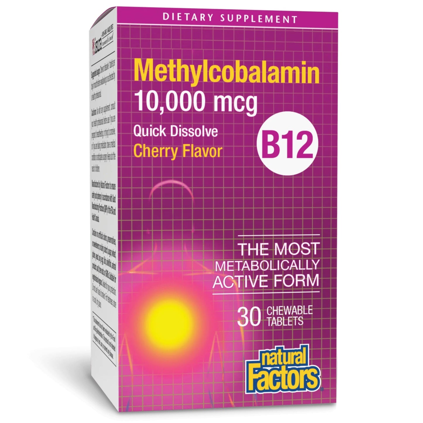 Natural Factors B12 Methylcobalamin 10,000 mcg Cherry – 30 Chewable Tablets