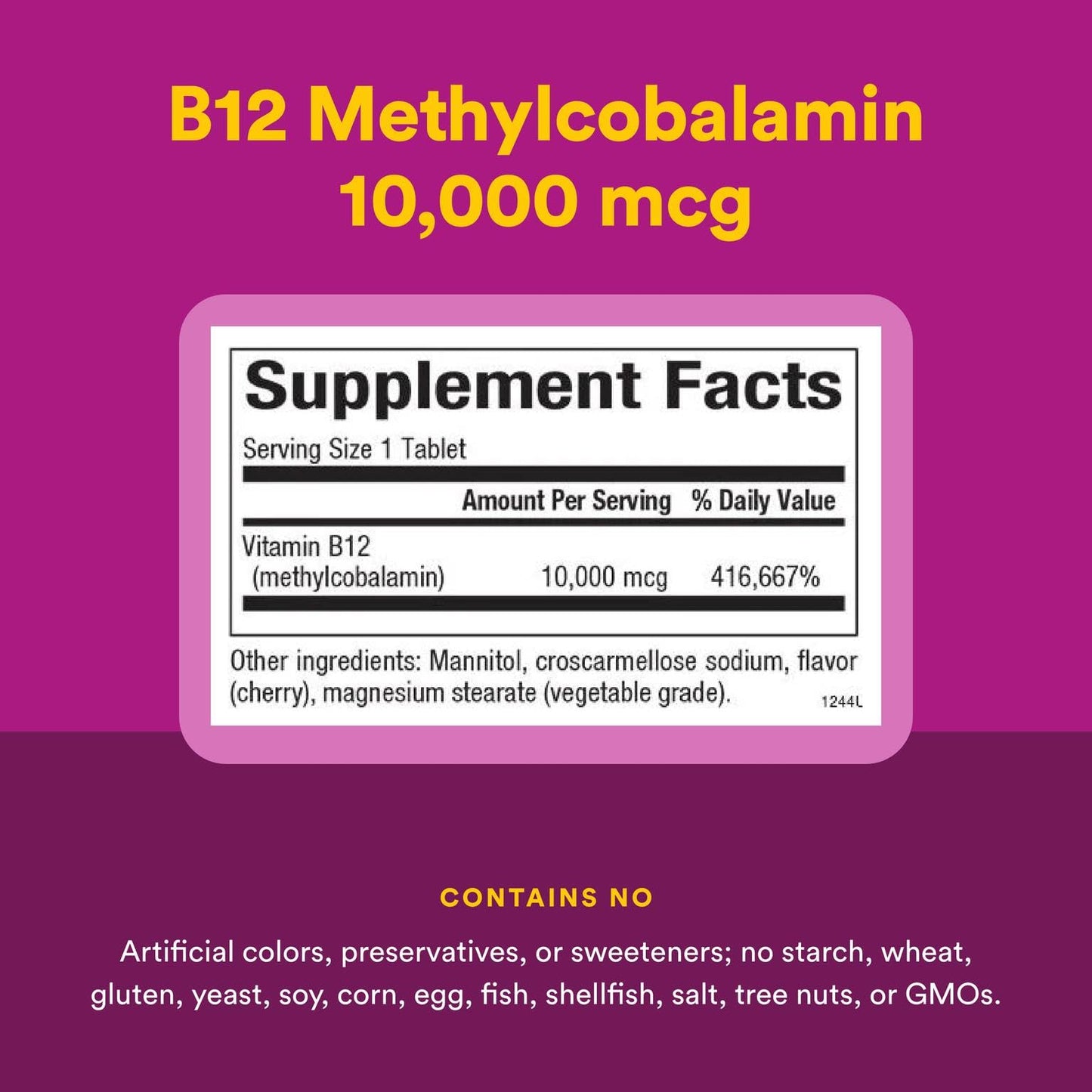 Natural Factors B12 Methylcobalamin 10,000 mcg Cherry – 30 Chewable Tablets