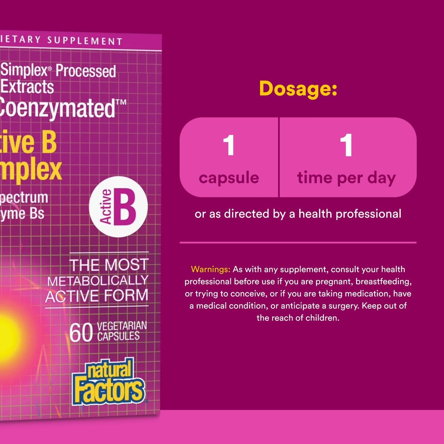 Natural Factors BioCoenzymated Active B Complex – 60 Capsules (60 Servings)