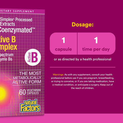 Natural Factors BioCoenzymated Active B Complex – 60 Capsules (60 Servings)