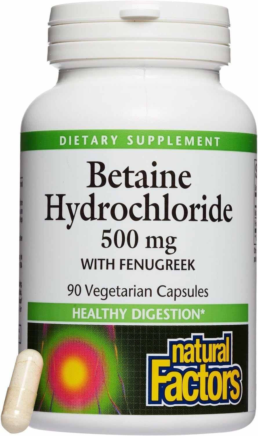 Natural Factors Betaine HCl 500 mg — Supports Digestion & Healthy Microbiome, 90 Capsules